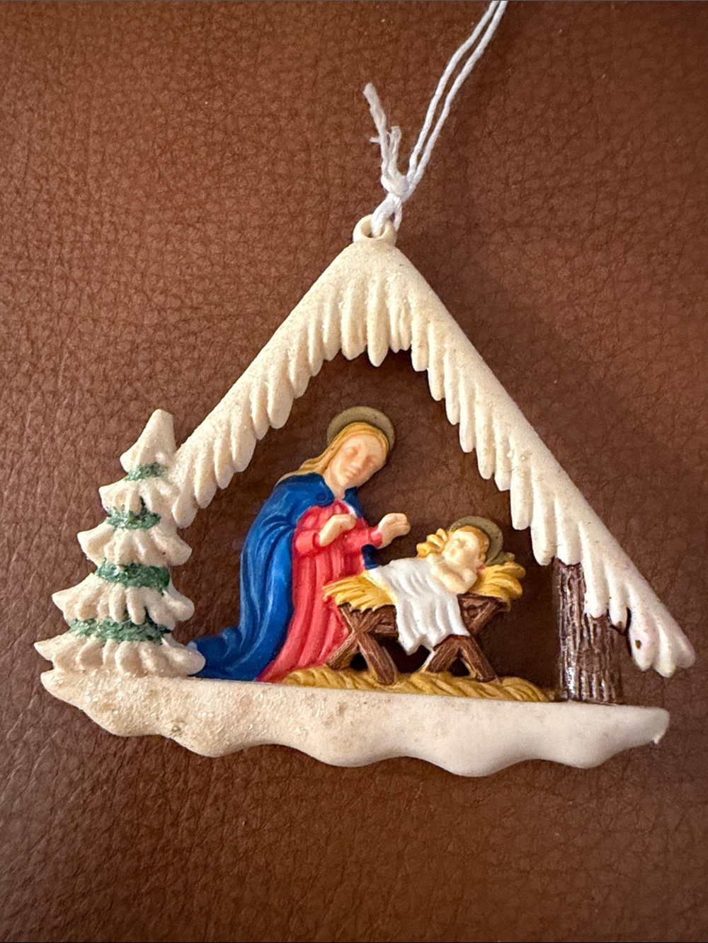 Vintage West German Plastic Nativity Ornament